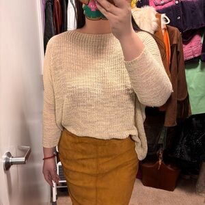 Zara Cream Crew Neck Relaxed Fit Baggy Loose Knit Sweater M